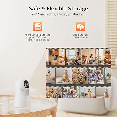 Miniatura 9 de owltron Cámara de seguridad panorámicainclinación para interiores 2K, cámara inteligente para seguridad en el hogar con detección de movimiento,