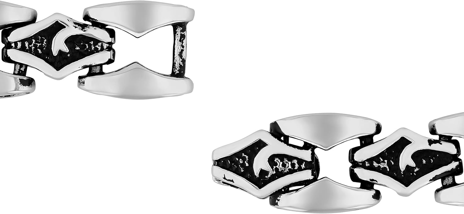 Men's 9" Stainless Steel Goth-Style Link Bracelet - Bold & Durable - Image 5