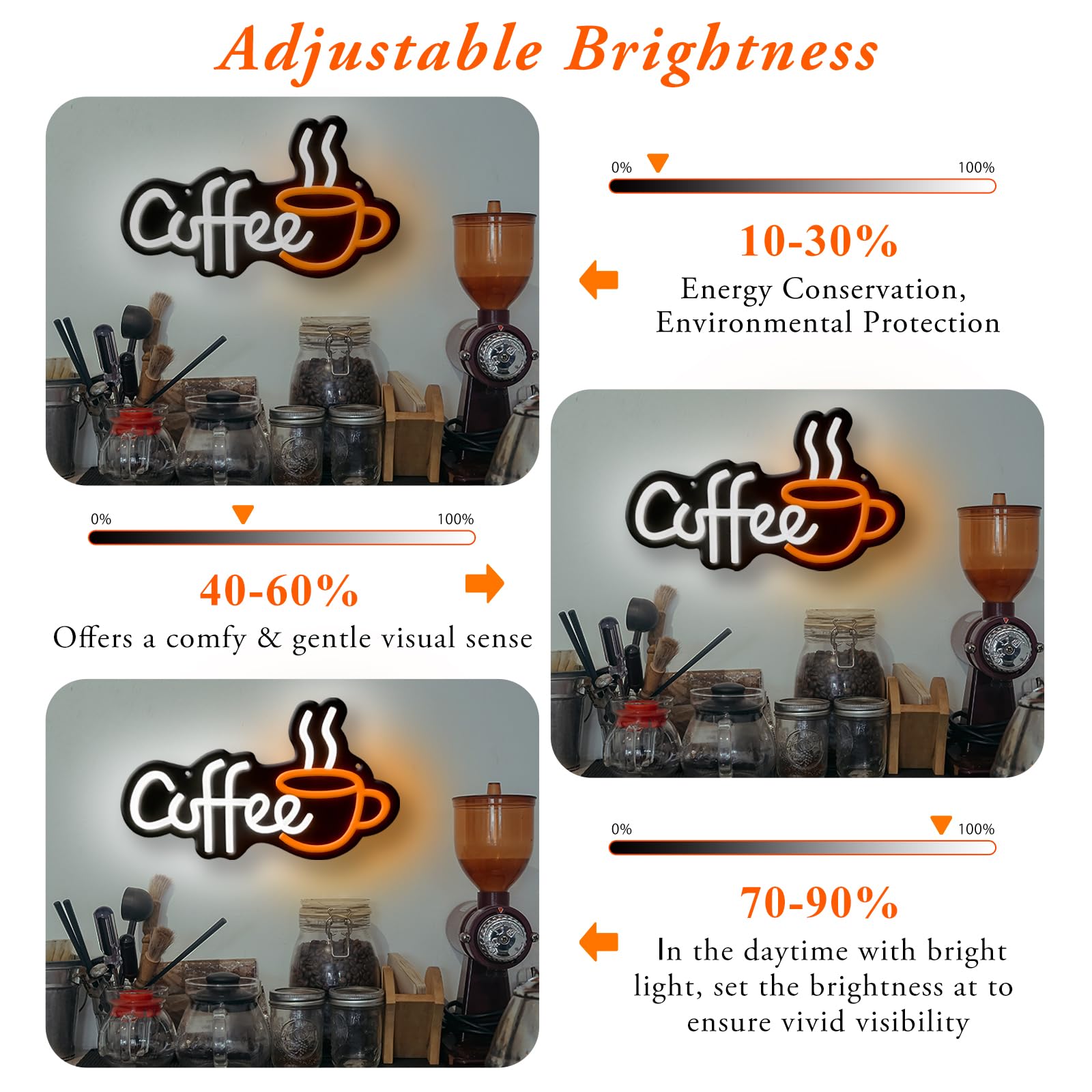 EZMYMA Coffee Neon Signs,Small Coffee Bar Sign Decor Dimmable USB Powered Coffee Signs For Coffee Bar Decor,Coffee Stantion,Coffee Wall Decor For Kitchen Home,12.6 * 9 Inch