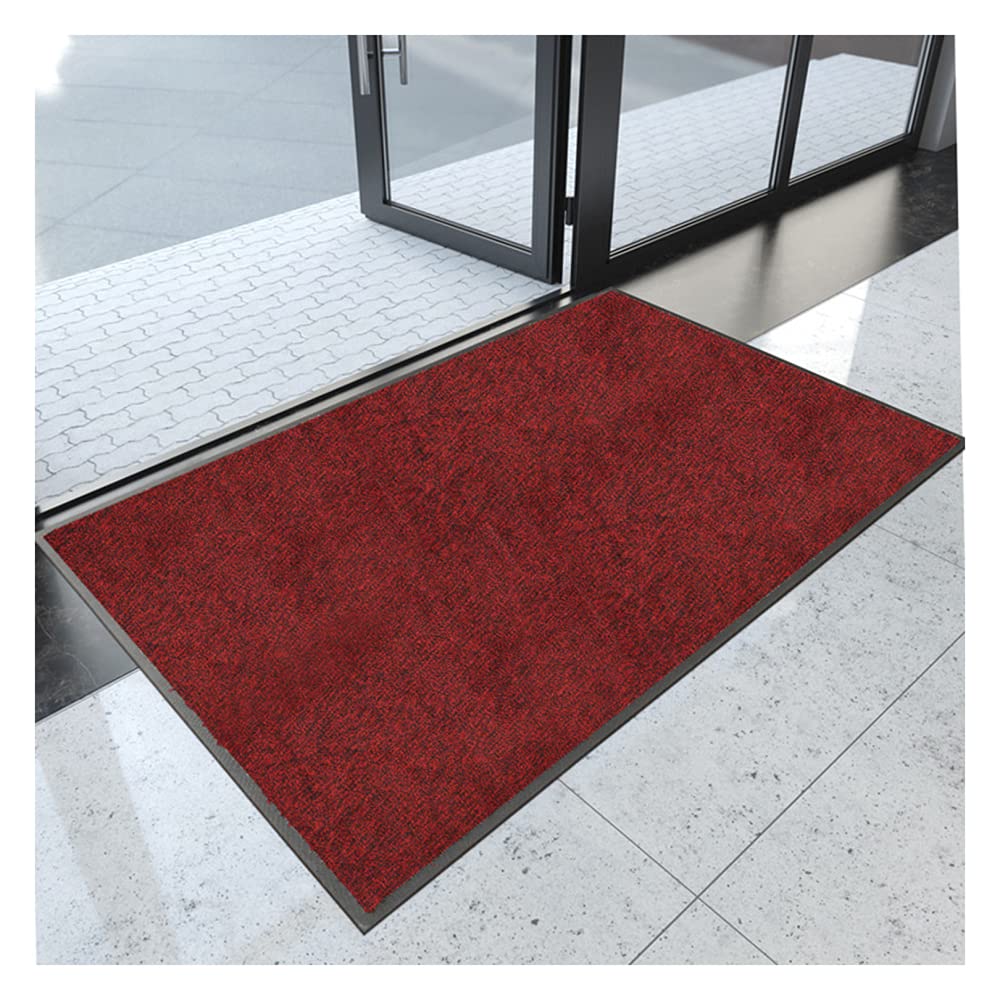 Paillasson Absorbant en Polyester Rouge 60x90 cm Tapis Entrée Antidérapant