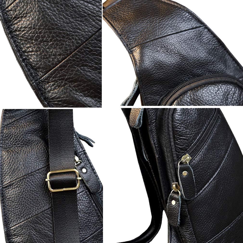 Hebetag Leather Sling Bag Crossbody Backpack for Men Women Travel Outdoor Camping - Image 8