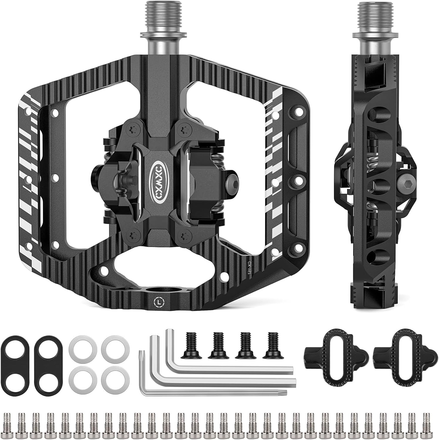 CXWXC Pedali per bicicletta, a clic e piatti con 3 cuscinetti, pedali in alluminio, 9/16 pollici, pedali per bici da corsa, mountain bike, city bike