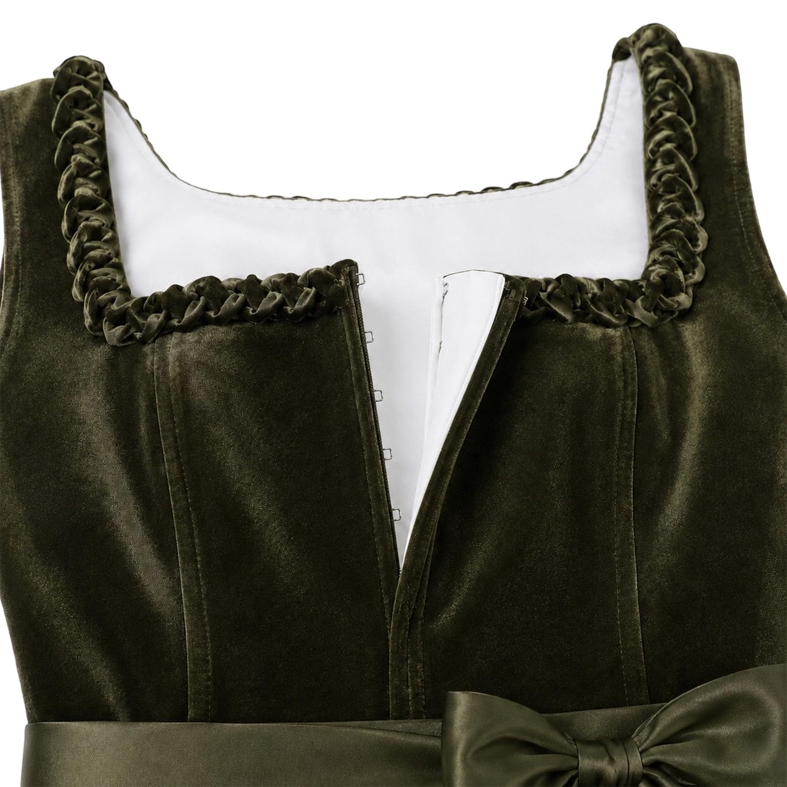 Generisch Dirndl Damen Lang Trachtenkleid Dirndlkleid Trachtenrock Elegant Trachtenmode Kleid 2 teilig Oktoberfest Outfit mit Dirndlschürzen