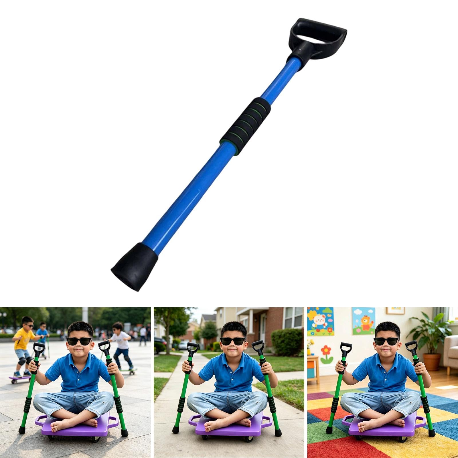 Gralara Planche à roulettes Short Scoot Paddle Balance Board, Activité éducative, Jeu dans La Cour, Motricité Fine, Poignée de pour Garçons,