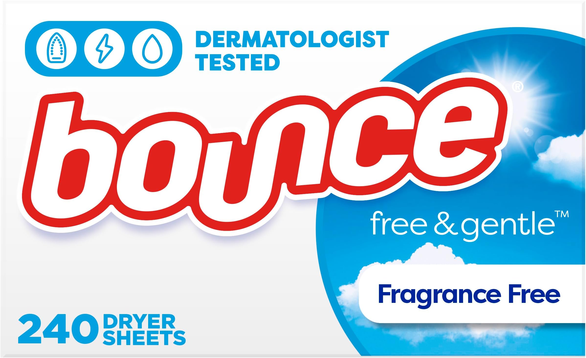 Bounce Fabric Softener Sheets, Free & Gentle, 240 Count