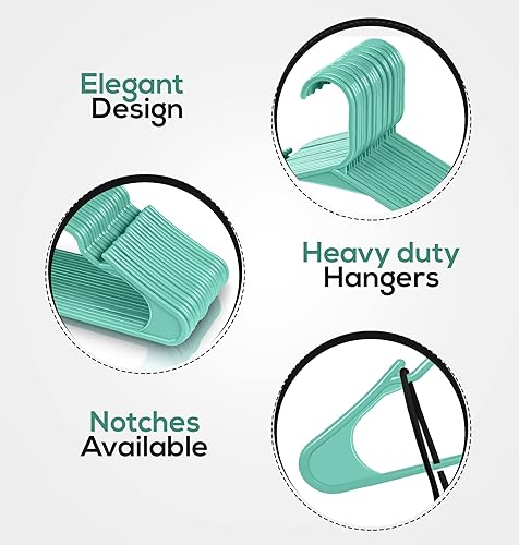 Miniatura 4 de Utopia Home Perchas de plástico que ahorran espacio, perchas duraderas con ranuras para los hombros (aguamarina)