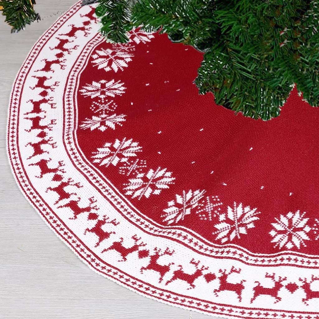 Tappeto per Albero di Natale Gonna Albero di Natale, Maglia Tappetino Albero di Natale Rosso for la casa Vacanze Decor Party Decorazioni Natalizie Gonna per Albero di Natale(122cm/48inch)