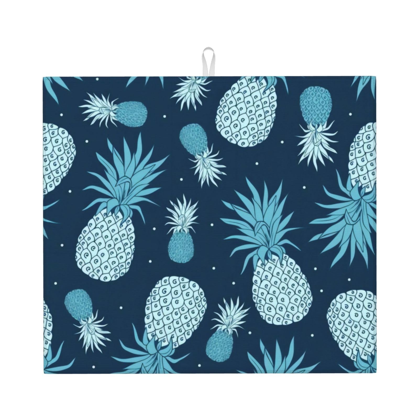 Yyhhaofa Black Vintage Pineapple Prints Kitchen Drying Mat – Absorbent Dish Throw For Countertops, Non-Slip Quick-Dry Layer With Stylish Prints