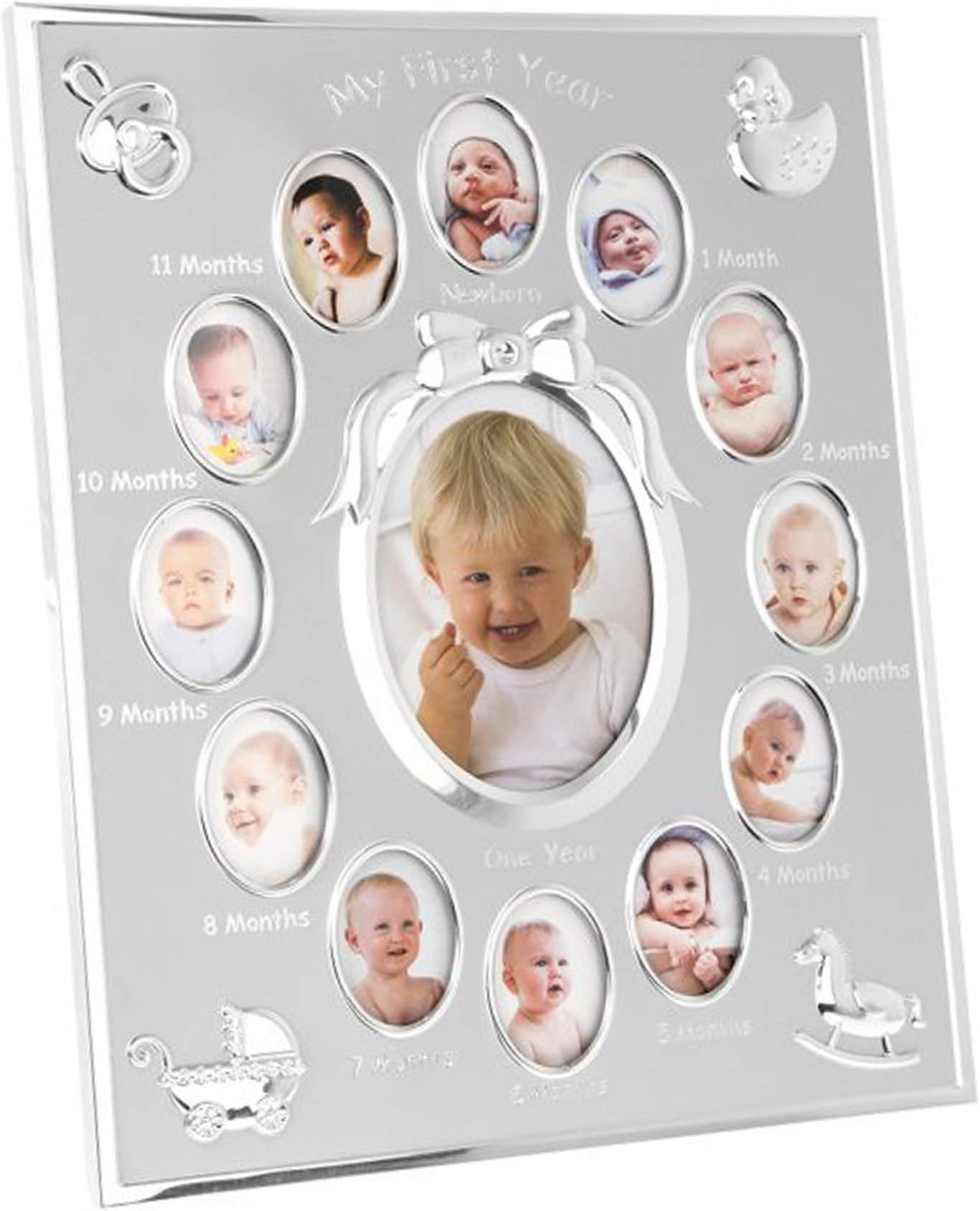 Lesser & Pavey Silver My First Year Photo Frame - Holds 13 Pictures - New Baby Gift