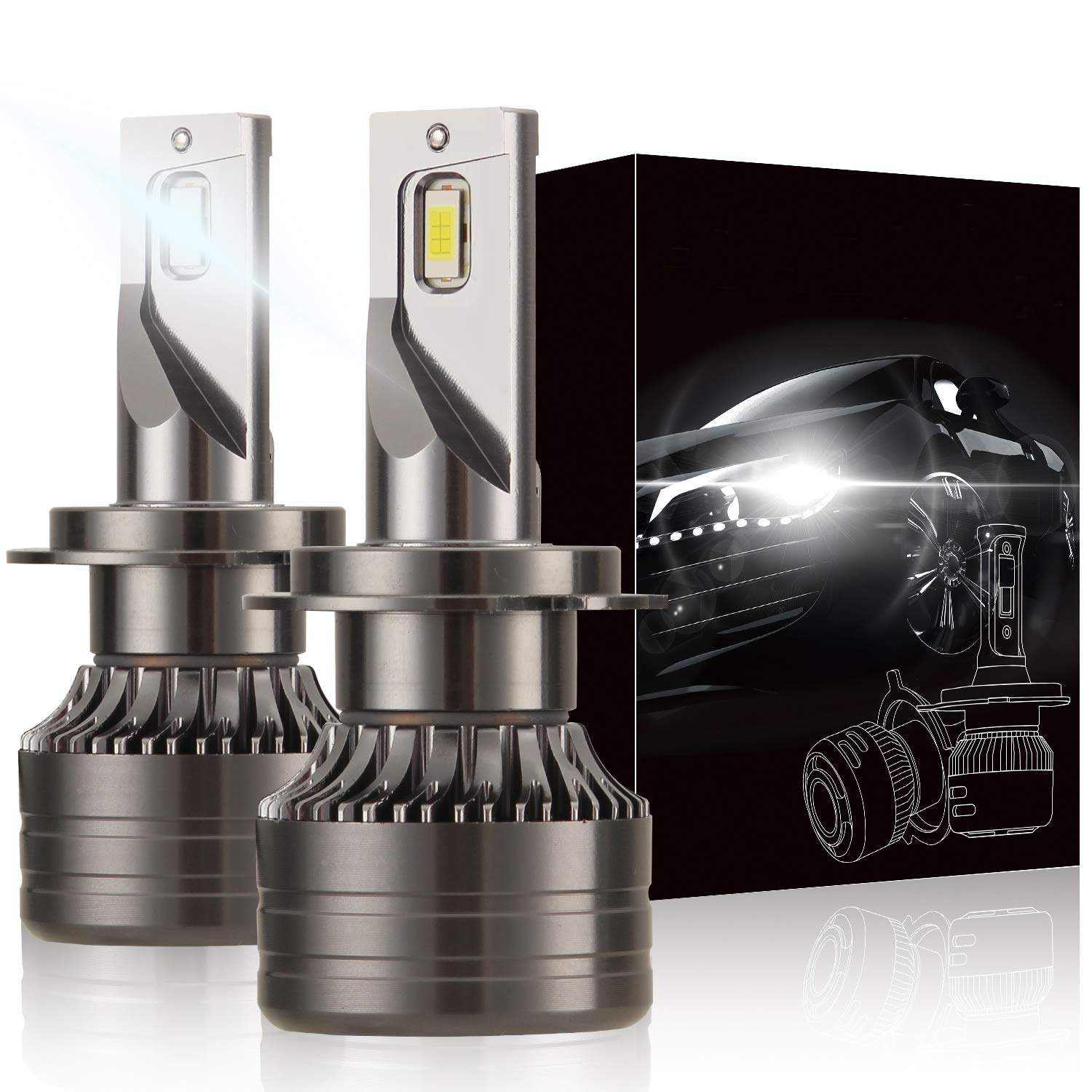 Buy GSRECY H7 LED Headlight Fog Bulbs, 60W 12000 Lumens Super Bright