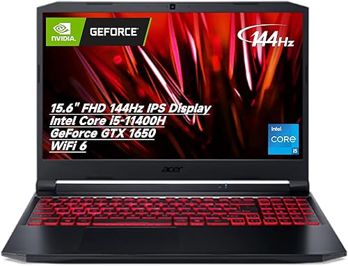 Acer Nitro 5 - Laptop para juegos, pantalla IPS FHD de 15.6 pulgadas, 144 Hz, Intel Core i5-11400H, GeForce GTX 1650, Wi-Fi 6, Thunderbolt 4,