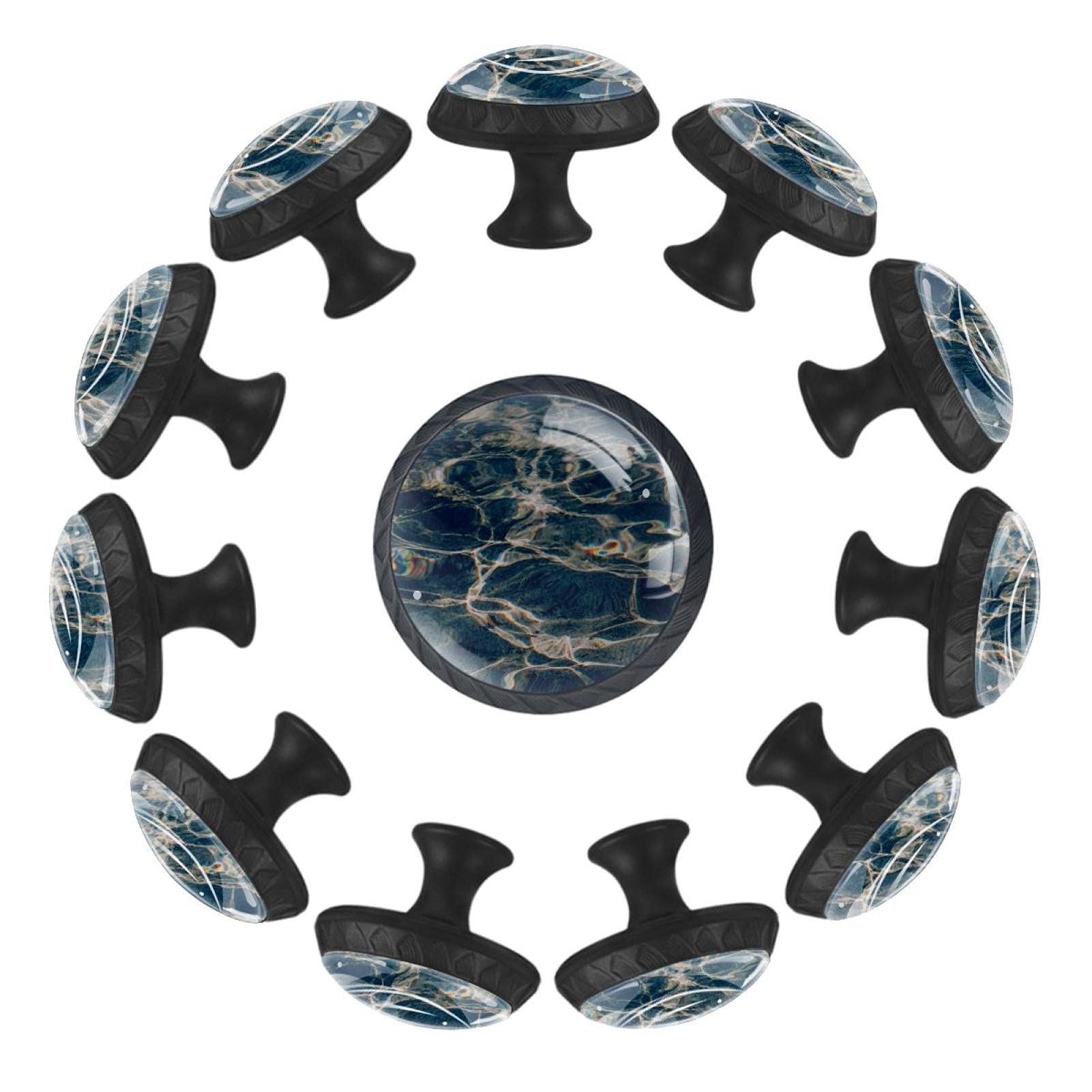 Poignées de tiroir vagues bleues 35 mm bouton meuble commode chambre lot de 12