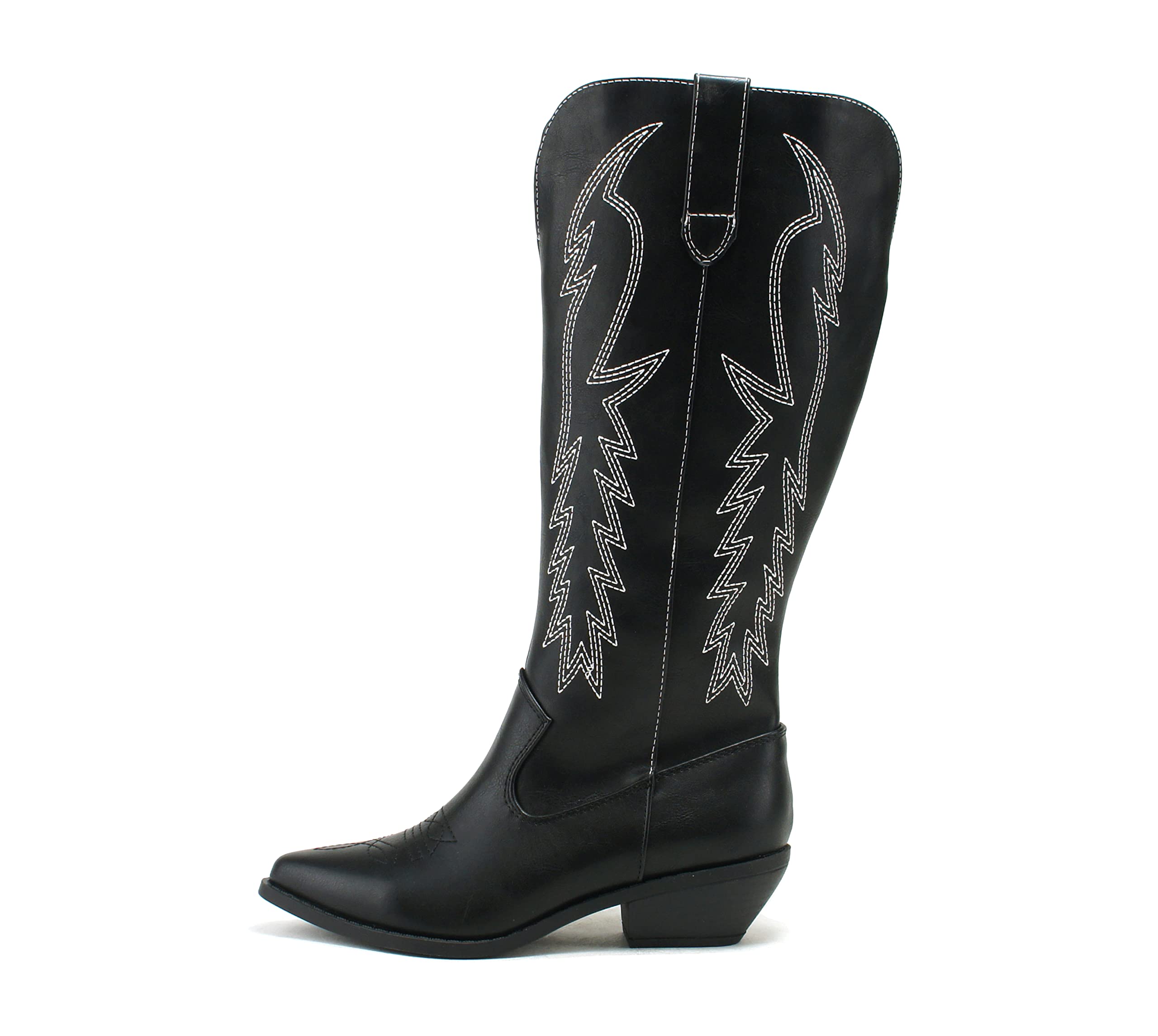 COWBOY ~ Women Western Stitched Pointe Toe Mid Heel Tall Shaft Fashion Boots