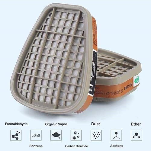 Miniatura 5 de Cartuchos de filtro 6001 de repuesto para respirador de gas, 2 cartuchos de filtro + 2 fundas de filtro + 8 filtros de algodón, se aplican a