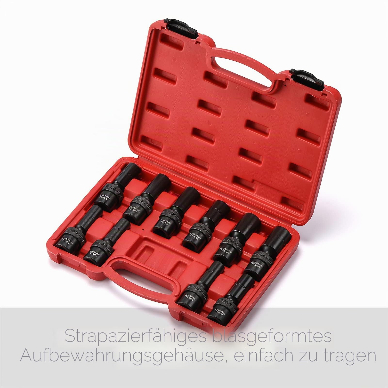 CASOMAN Universal-Schlag-Steckschlüssel-Set, 1/2 Zoll, metrisch, 10-19 mm, 10 Stück