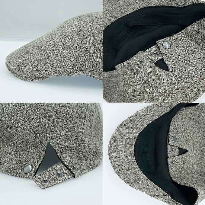 Image of Men's Cotton-Hemp Blend Newsboy Cap - Lightweight Summer Flat Cap for Driving & Outdoor Style