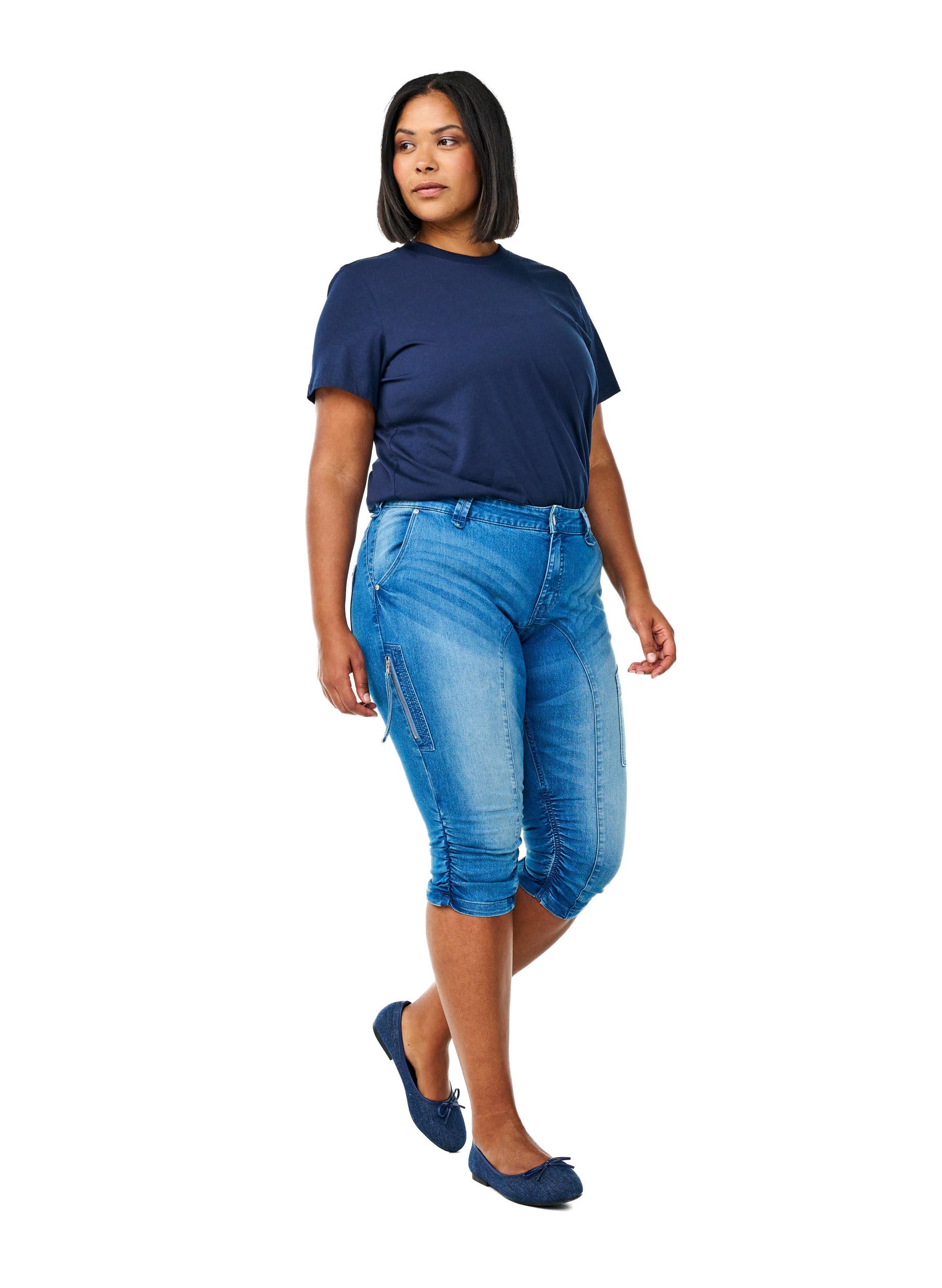 Zizzi Jean capri pour femme - Coupe ajustée - Grandes tailles - Taille 42-60