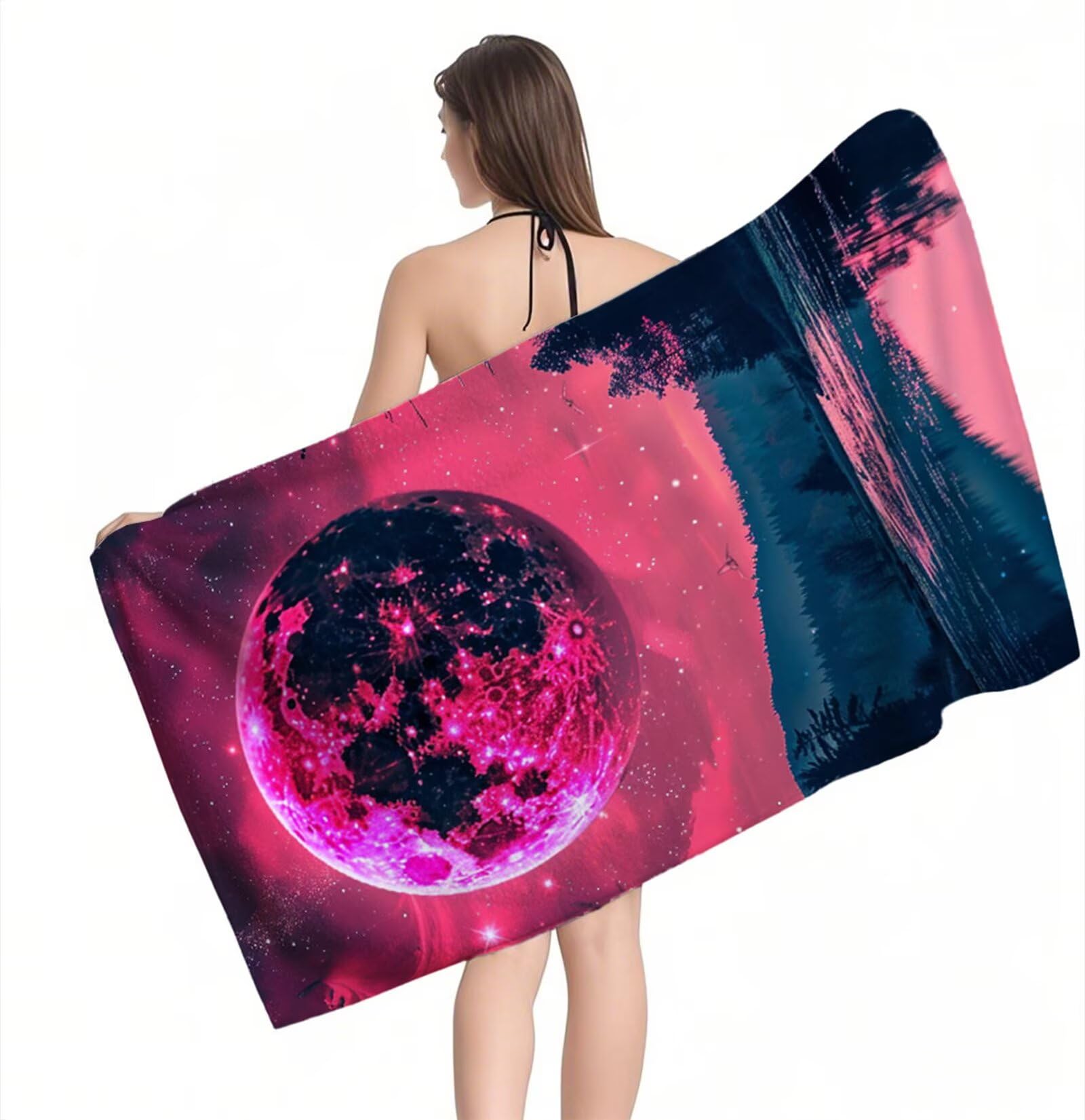 Ręcznik plażowy z mikrofibry gwiaździste niebo planeta ręczniki plażowe dla dorosłych, 220 x 100 cm, duży ręcznik do jogi, szybkoschnący, bez piasku, miękki, kompaktowy, lekki ręcznik podróżny do