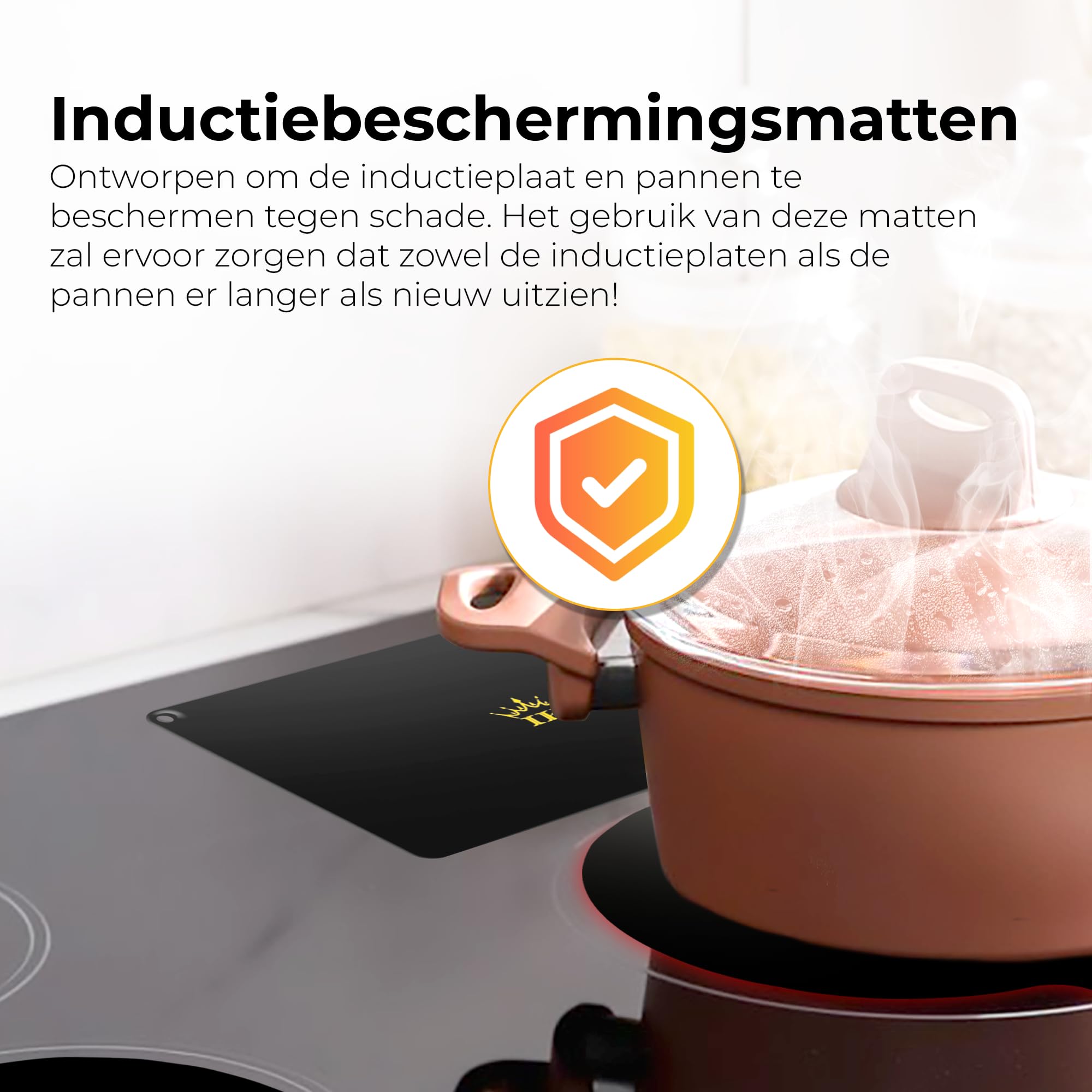 Esteras protectoras de inducción – 6 esteras + 3 colgantes de lujo gratis - Redondo - Negro - Anti Slip - Hasta 230 grados - Elegante - Estera de inducción – Estera antideslizante -