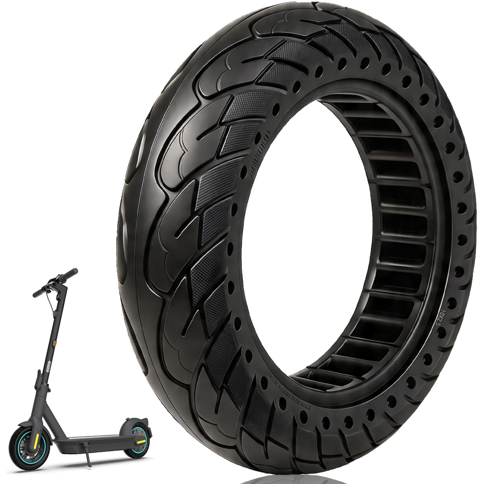 60/70-6,5 Vollgummireifen für Ninebot F2 Pro D/E3 Pro D,10x2,5 Solide Reifen für Ninebot Max G30/G30 D2/Xiaomi 5 Elektroroller 10 Zoll Vorne oder Hinten Wabenreifen Anti-Rutsch Pannensicher