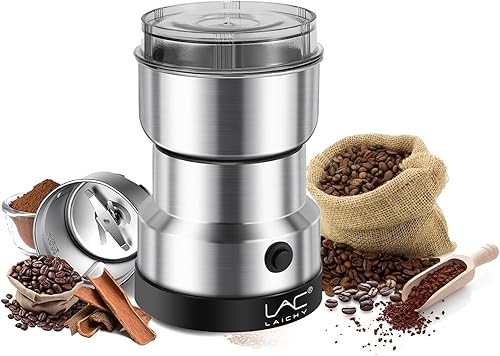 Molinillo de café eléctrico y molinillo de especias, molinillo rápido de 150 W con cuchillas de acero inoxidable para granos de café, especias,