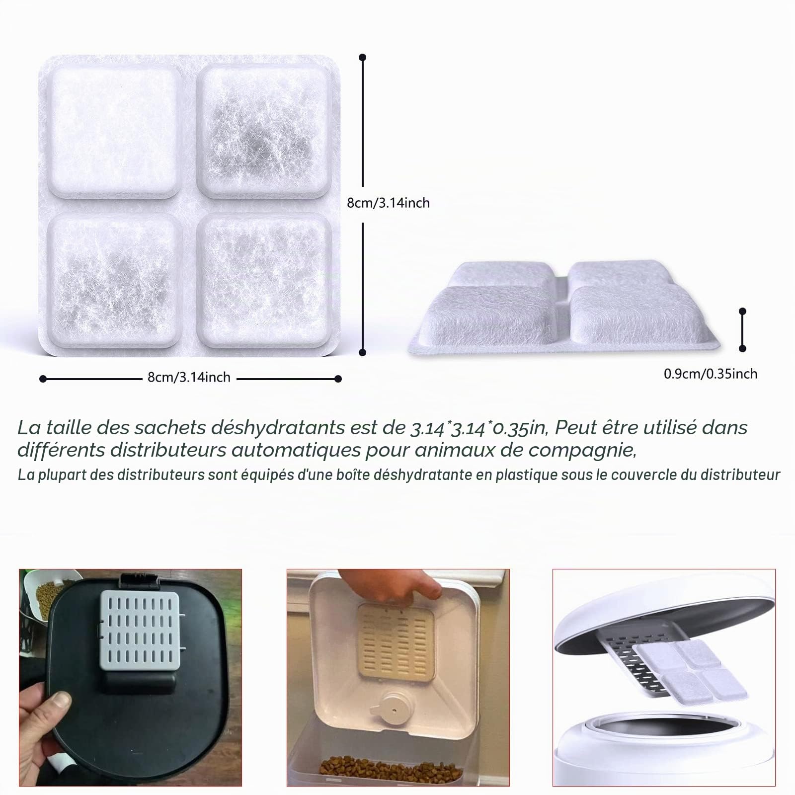 Sac de séchage pour aliments pour animaux de compagnie pour mangeoires automatiques Petlibro pour chats et chiens, garde les aliments secs et frais (1, paquet de 16)