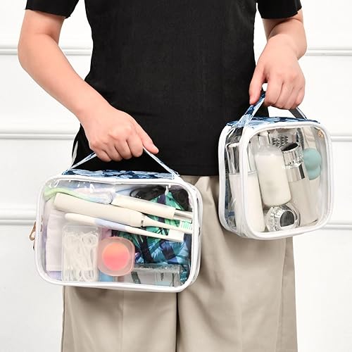 Miniatura 6 de Blue Roses Clear Toiletry Bag for Traveling,2 Pack Makeup Cosmetic Bag with Zipper,Travel Bag for Toiletries,Travel Essentials 21215029