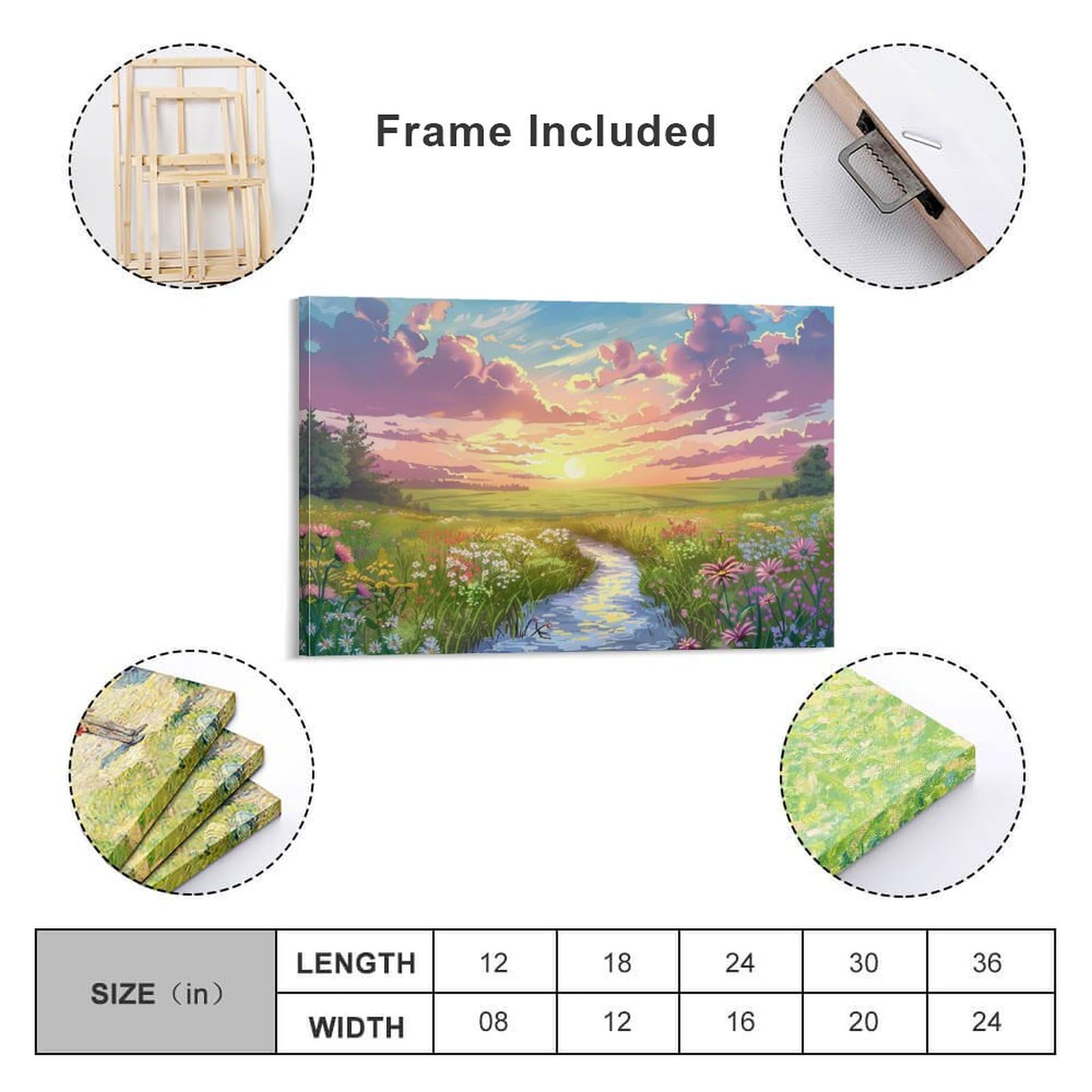 Amazon.co.jp: 絵画 夕暮れ時のフィールドクリーク アートパネル