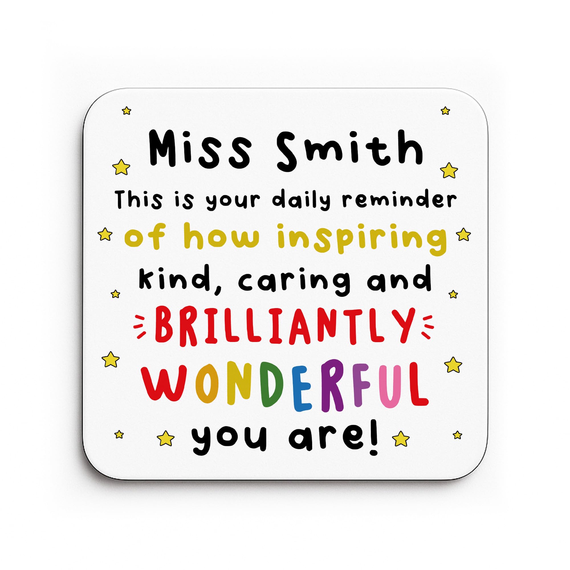 Red Ocean PERSONALISED Teacher Coaster Brilliantly Wonderful Teacher Appreciation Gift For Thanks Leaving School Nursery Gift From Student Child Keepsake