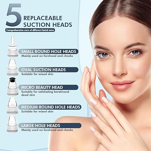 Miniatura 6 de Aspiradora de poros para eliminar puntos negros, removedor de cabeza negra mejorado para cara, herramientas eléctricas para extractores de acné y