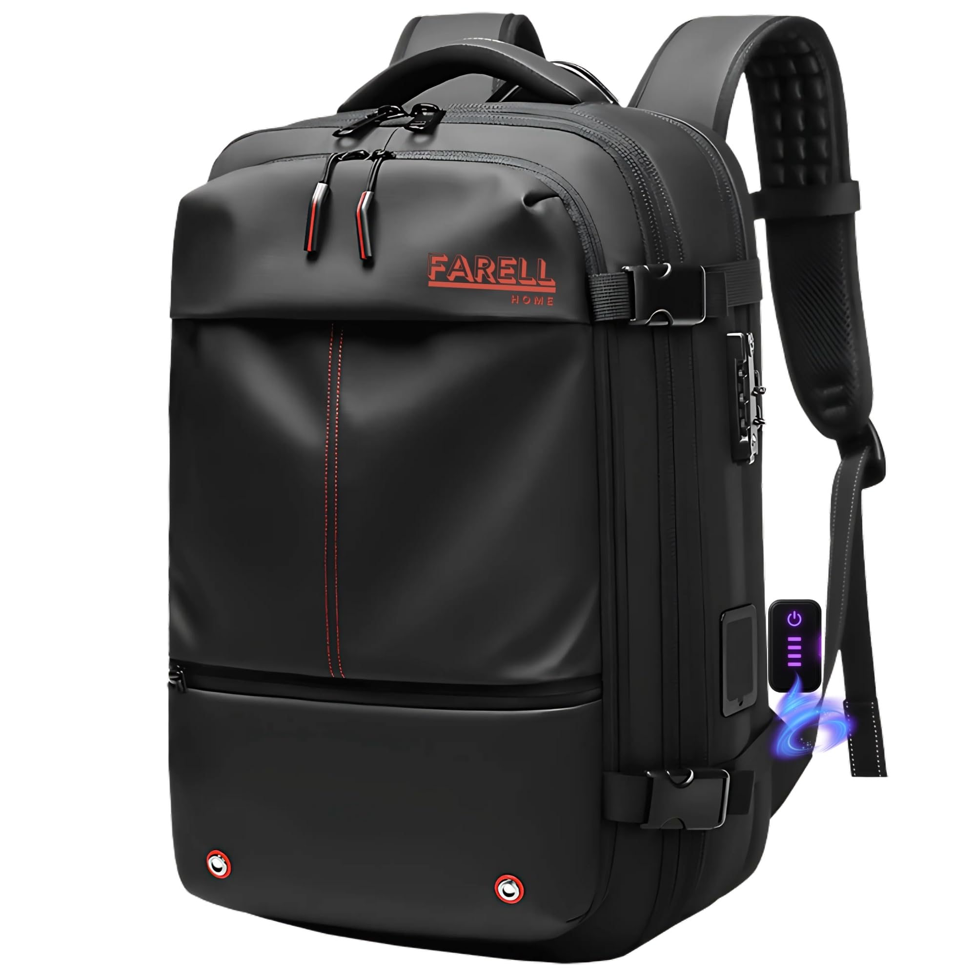 Vacuum Seal Travel Backpack for Adults, 60L Expandable Carry-On Backpack with Integrated USB Air Compression System, TSA Lock, Water-Resistant Business Travel Backpack with 17" Laptop Compartment.