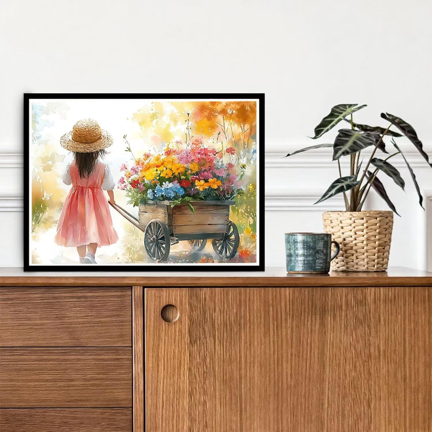 Diamond Painting Mädchen für Bastelset Kinder ab 6 Jahre, Diamant Painting Erwachsene Blumen, 5D Daiments Malerei Stickerei, DIY Mosaikherstellung Full Diamant Set Festival Geschenke 90x70cm L2-515