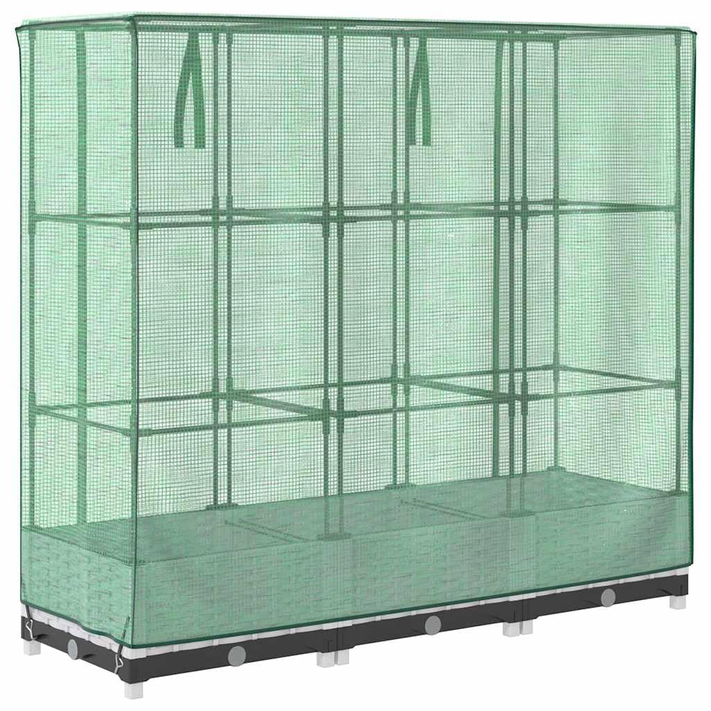 Jardinera con accesorio de invernadero en aspecto de ratán 120 x 40 x 123 cm, marco de hierro estable, cubierta impermeable, ideal para jardín, balcón, terraza, versátil como maceta y