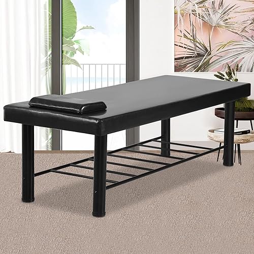 Mesas de masaje, cama portátil de tratamiento estacionario para esteticistas, mesa de pestañas profesional resistente con almacenamiento y espuma