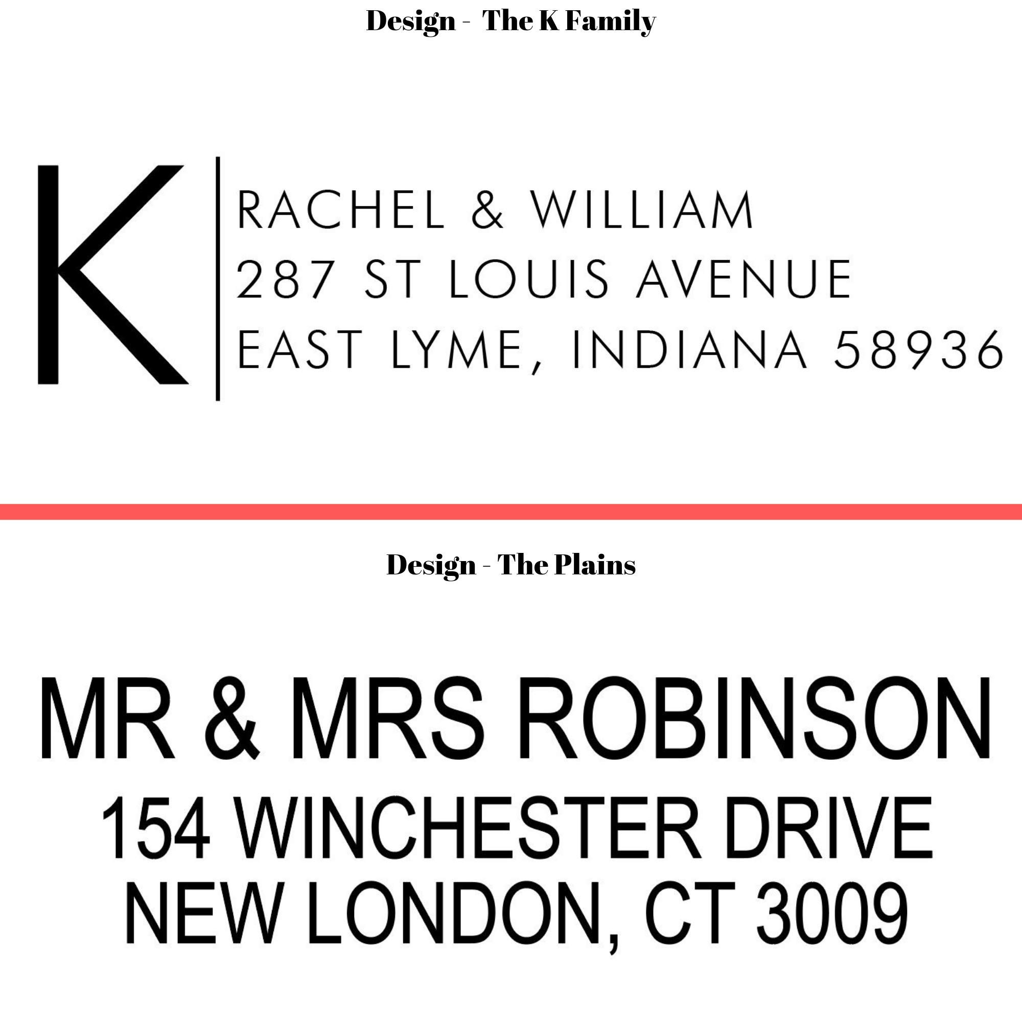 20 Designs to Choose!! Personalized - Address Stamp - Customized Stamp - Self-Inking Return Address Mail 3 Lines Custom Address Stamper - Black Red Blue Purple Green Ink - Wedding Invitation Stamp