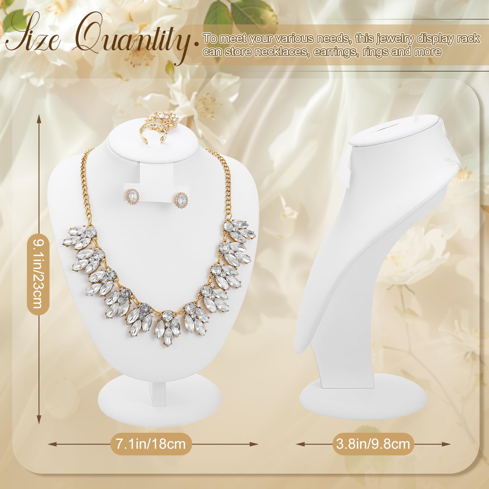 Marsui Lot de 6 présentoirs en cuir blanc pour colliers, bustes, bijoux, mannequins, pour vendeurs, vendeurs, magasins, salons commerciaux