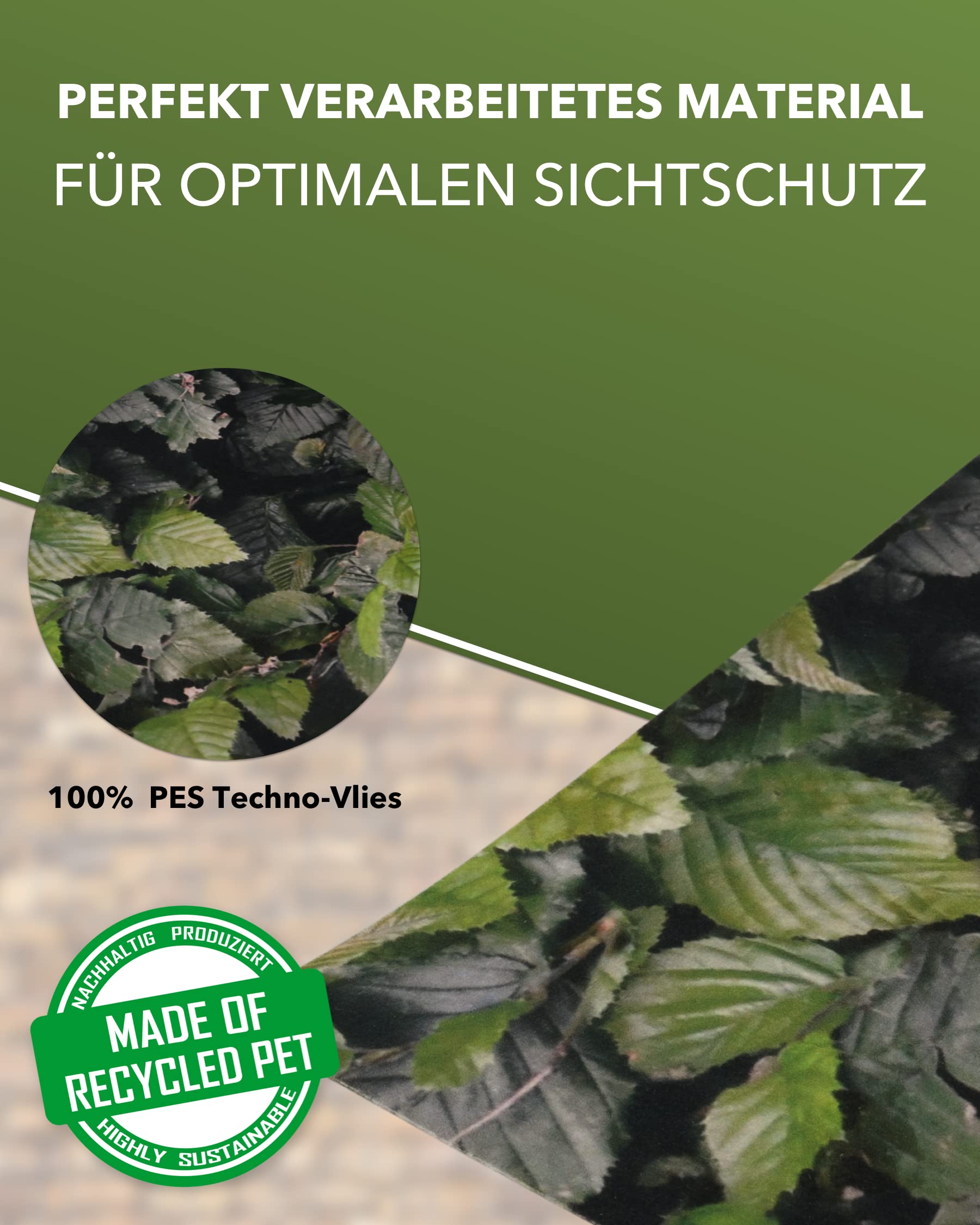 Sichtschutzstreifen für Doppelstabmattenzaun, Zaunstreifen, Sicht- & Windschutz, wetterfest & UV-beständig, Rolle, PVC frei (Ameland)