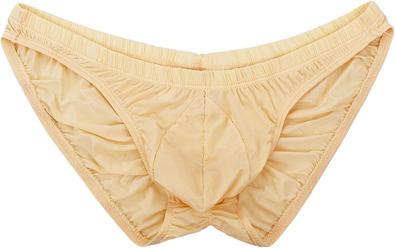 Men's Sexy Bikini Brief Elastic Silky Ruched Back Underwear Swimwear
