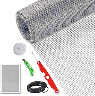 Window Screen Replacement Kit Width:48in Length:158 Fiberglass|Includes Full Set of Tools | Suitable for Windows, Screen Doors, and Courtyards | UV Resistant and Durable | Easy to Install