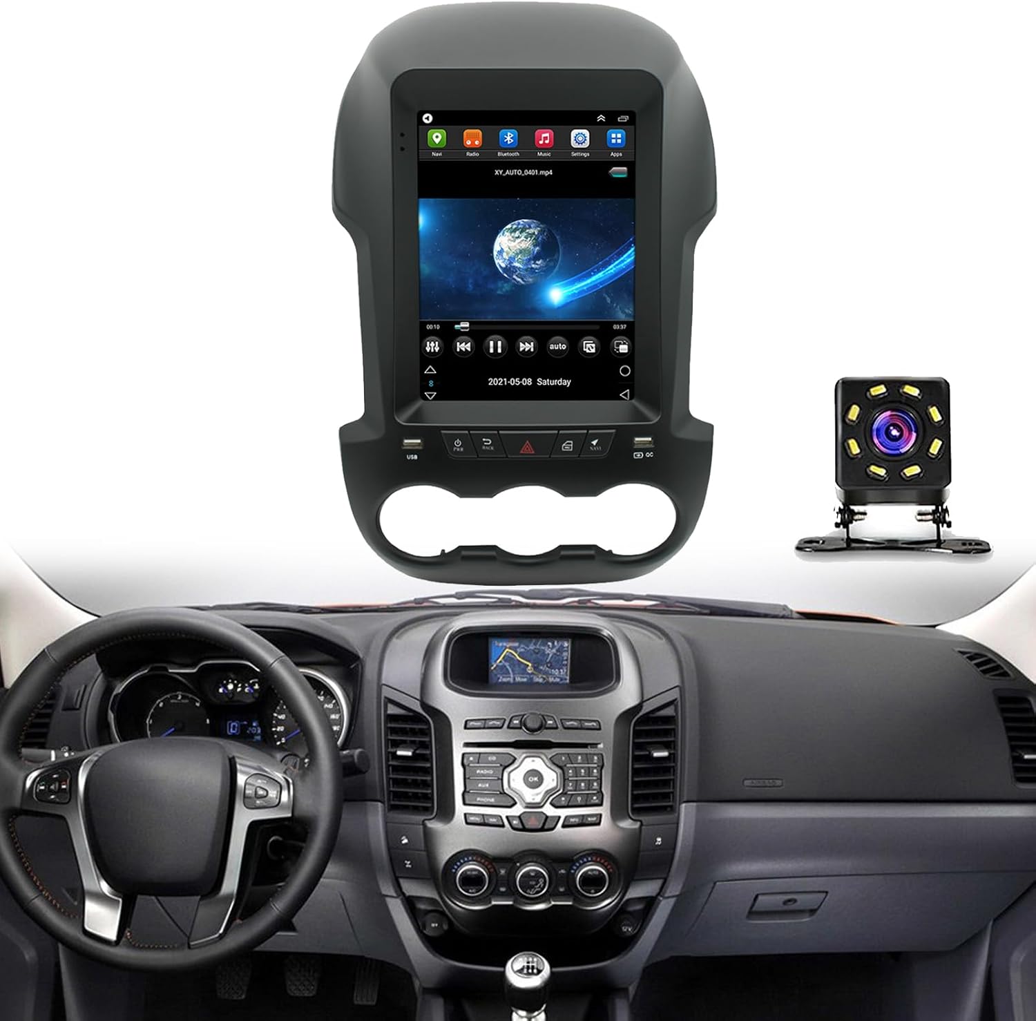 Radio Android Car Stereo for Ford Ranger F250 2011-2016,9.7 Inch Touch Screen Auto Navigation System with GPS WiFi Bluetooth FM Mirror Link + Backup Camera(Size:Octa Core 4+64 G)