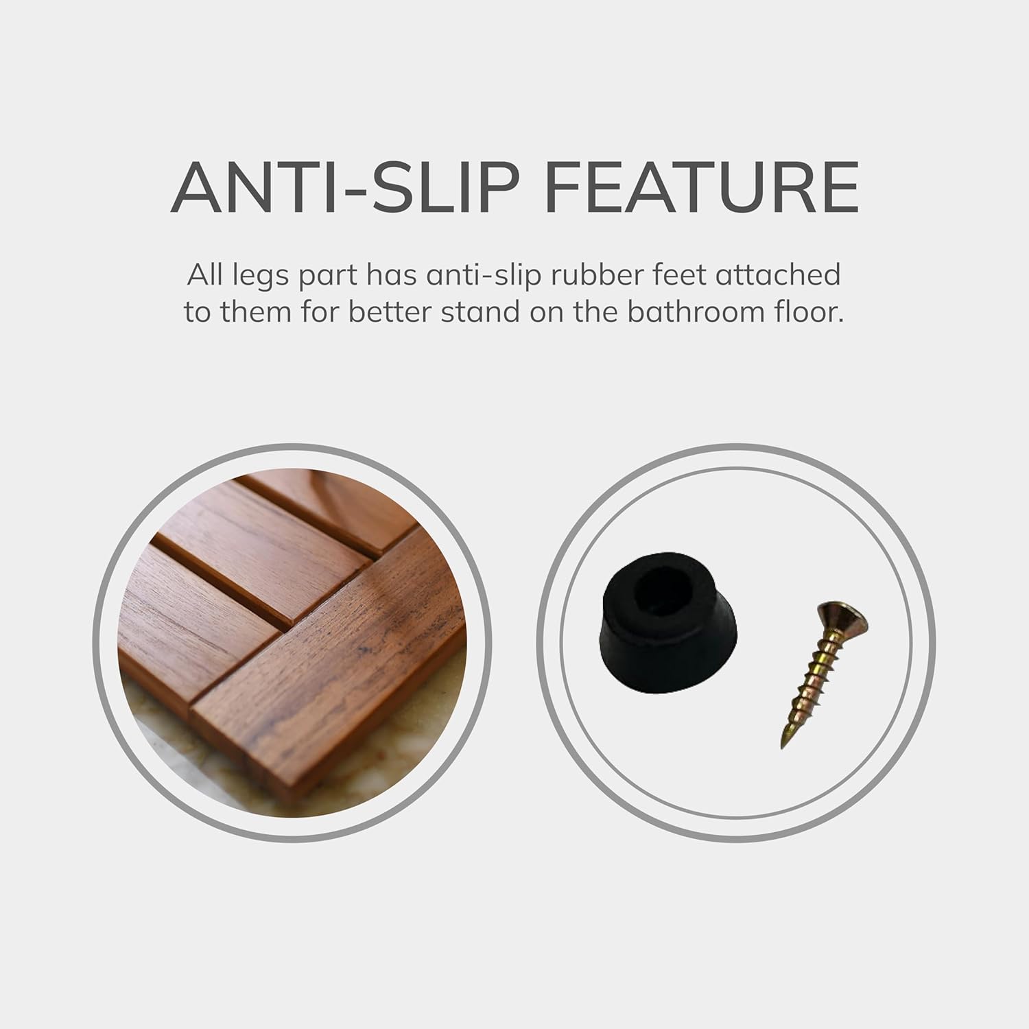 Cambridge Casual Superior Indonesian Teak Non-Slip Wood Bath Shower Mat, Natural Brown
