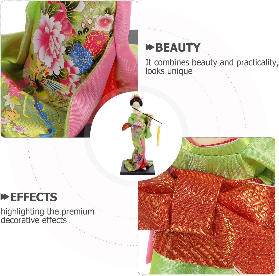STOBOK 12 Inch Japanese Geisha Doll - Traditional Kimono Figurine for Home Decor, Party Decoration, and Collectible Display