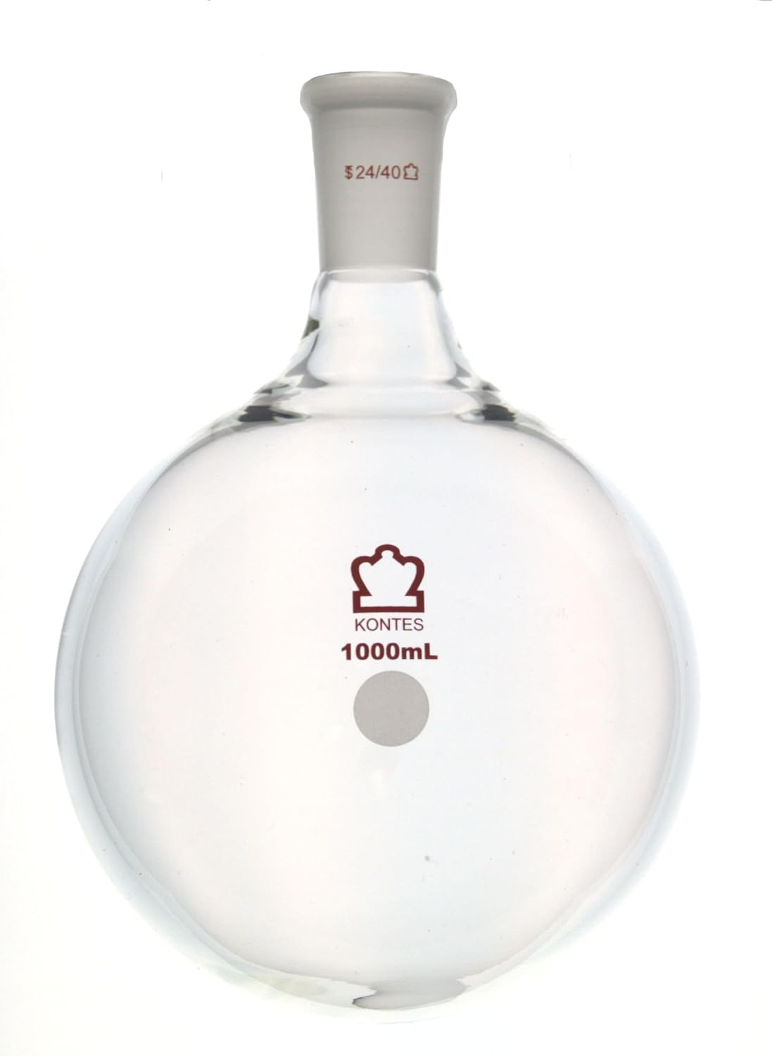 Kimble Chase KIMAX 601000-0724 Heavy Wall Round Bottom Flasks, Single 24/40 Standard Taper Neck, Borosilicate Glass, 1000 ml