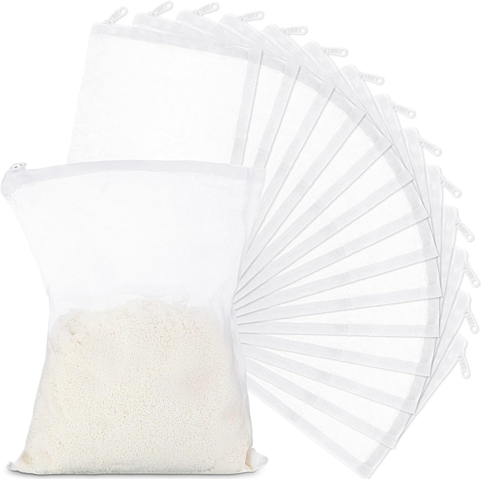 Geiserailie 15 Pieces Aquarium Filter Media Bags 150 μm Fine Filter Bags Mesh Reusable Bags with Zipper for Activated Carbon Resins Filter (Nylon, 5.5 x 7.9 Inch)