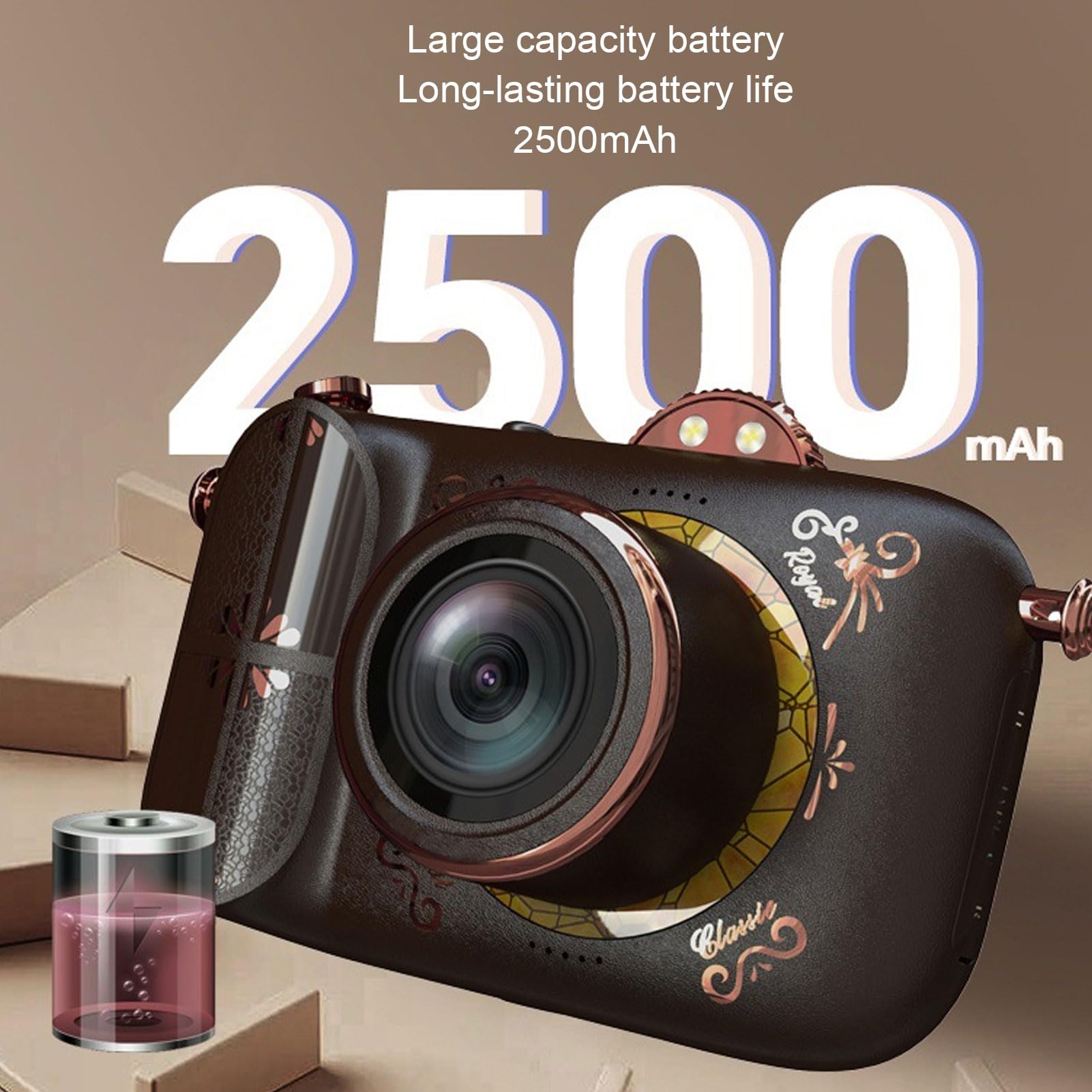 Fotocamera Digitale retrò, Fotocamera per Vlogging 5K da 96MP con Schermo IPS HD 3,5, Videocamera WiFi con Zoom 50X, Visione Notturna, Messa a Fuoco Manuale,Batteria da 2500 MAh