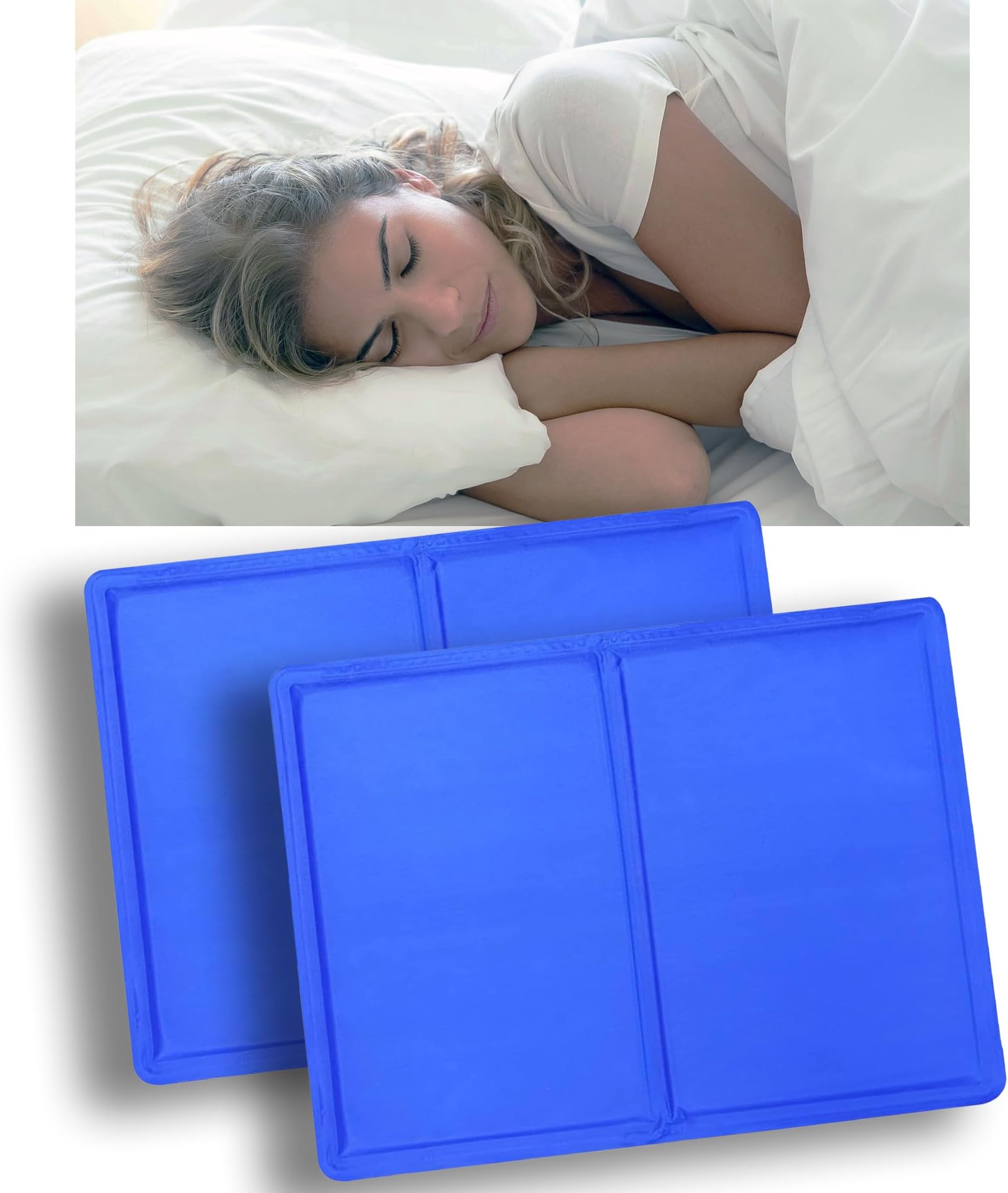 2-Pack Cooling Pillow Pads with Magic Gel Cushion can be Placed on Pillows, Mattress, Under The feet for Headache, Fever, Night Sweats and Cool Pillows for Sleeping, Large [40 x 30 cm]