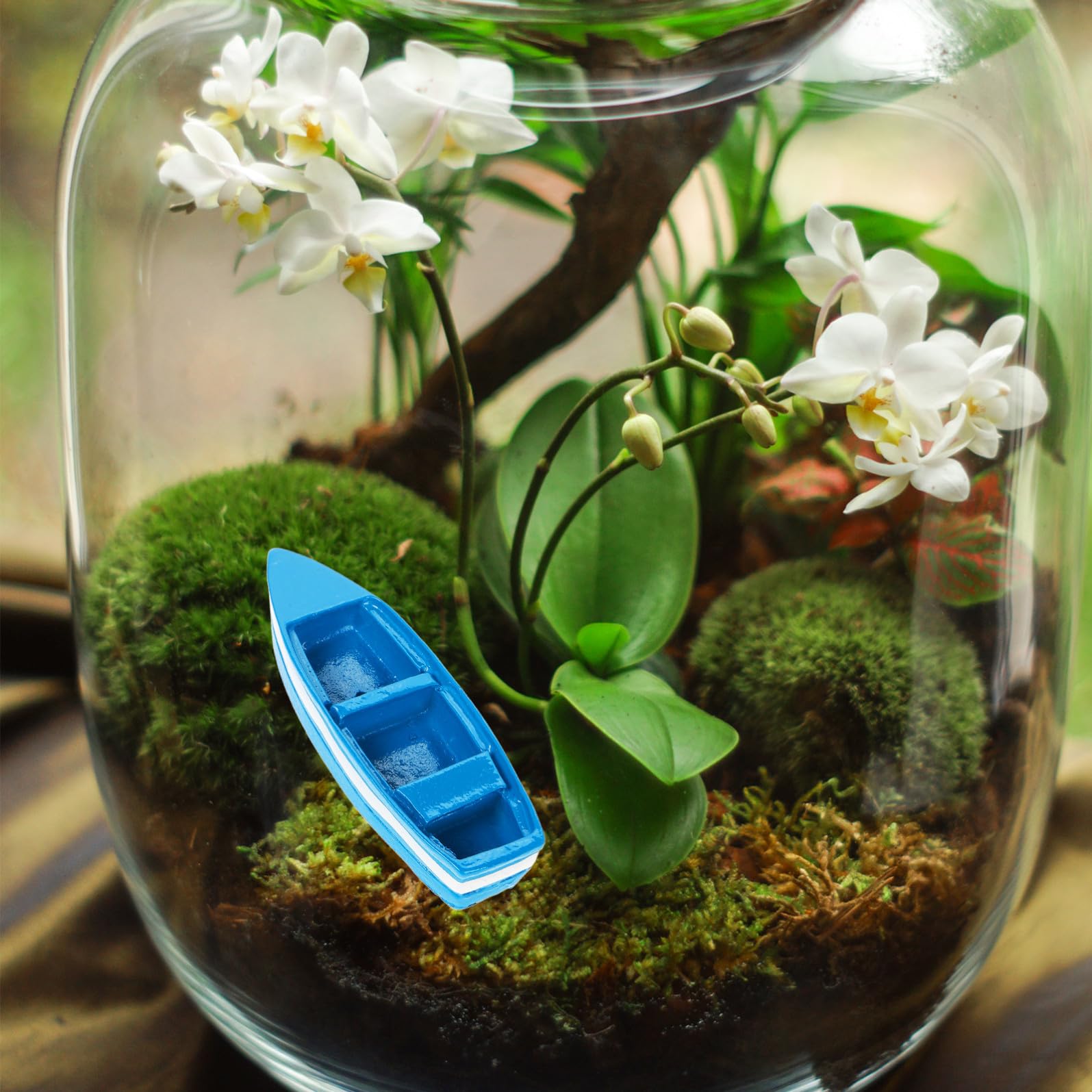 Homoyoyo Barca Miniatura Blu in Resina 6 Pezzi Decorazione Spiaggia per Casa Bambole e Accessori Paesaggio Micro Decorativo