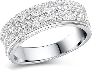 Men 4-Row CZ Wedding Band Silver Plated Round Cut Promise Ring