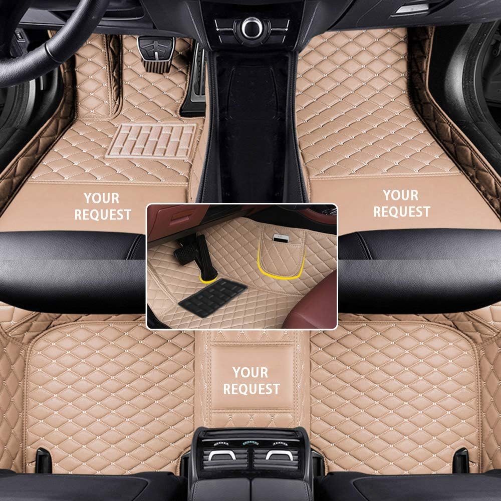 car Floor Mats fit for Toyota RAV4 1999-2025 Custom Style Luxury Leather All Weather Protection Floor Liners Beige-Color