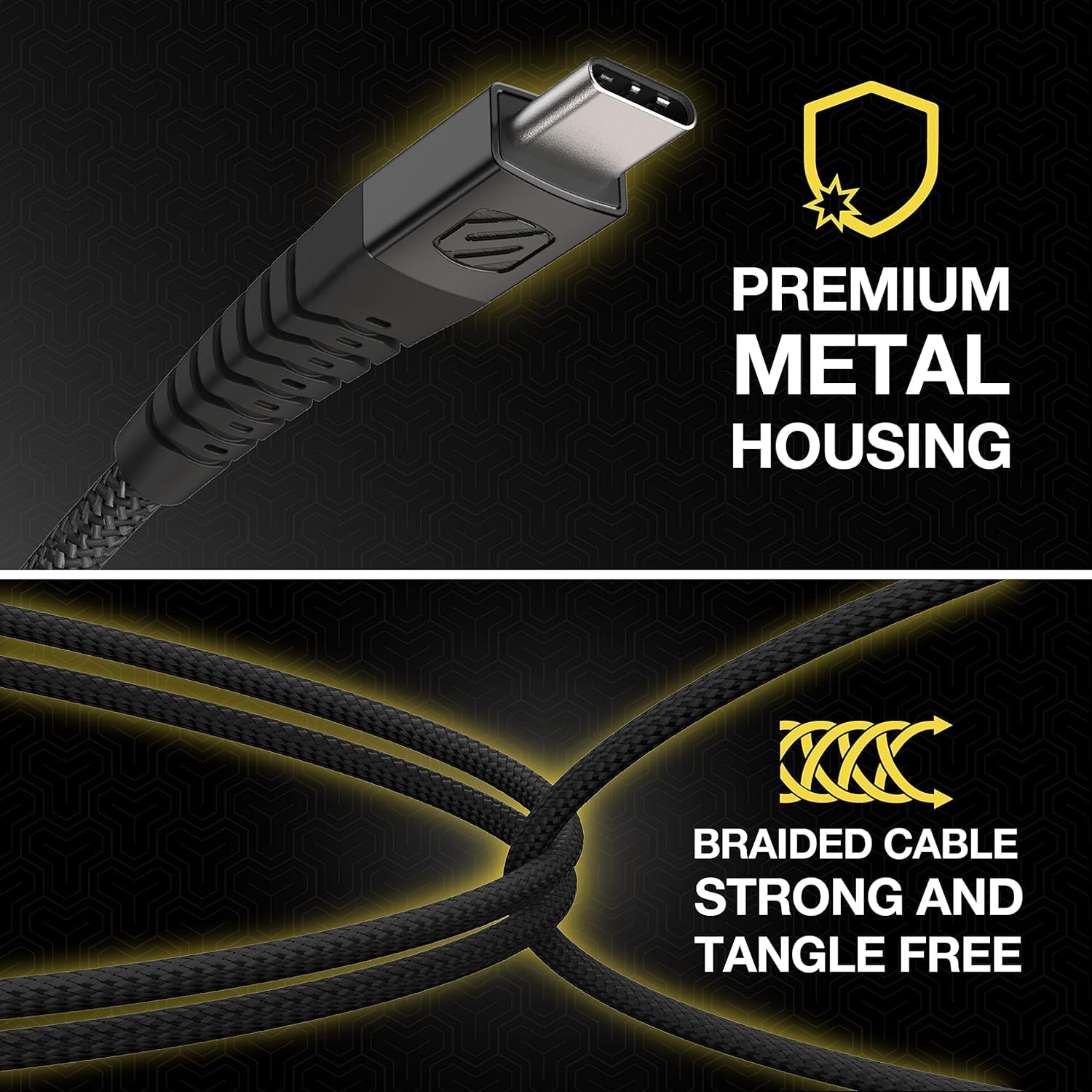 Scosche HDCCB4WT Braided 4-ft USB-C to C Charger Cable, Heavy-Duty Type-C Fast Charge and Data Transfer Cord, Charging Adapter Compatible with Samsung Galaxy S24, Apple iPhone 16/15, iPad, White image 4